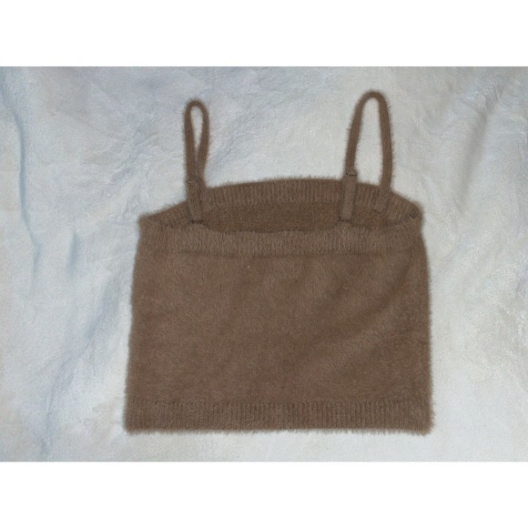 Fuzzy brown cropped soft Hollister Tank blouse Top M - Picture 7 of 12